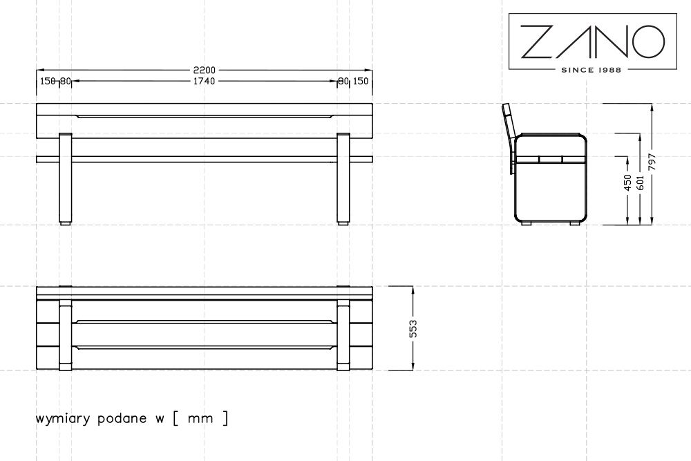 Banco Quantic 02.011 - moderno, diseño sencillo | ZANO Mobiliario Urbano
