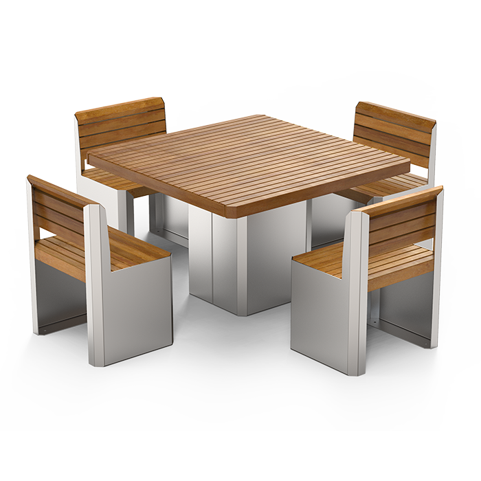 Mesa Stilo con asientos con respaldo