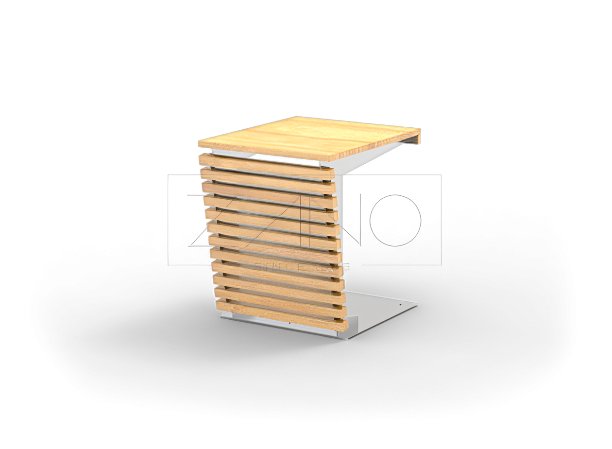 Una mesa con listones de madera