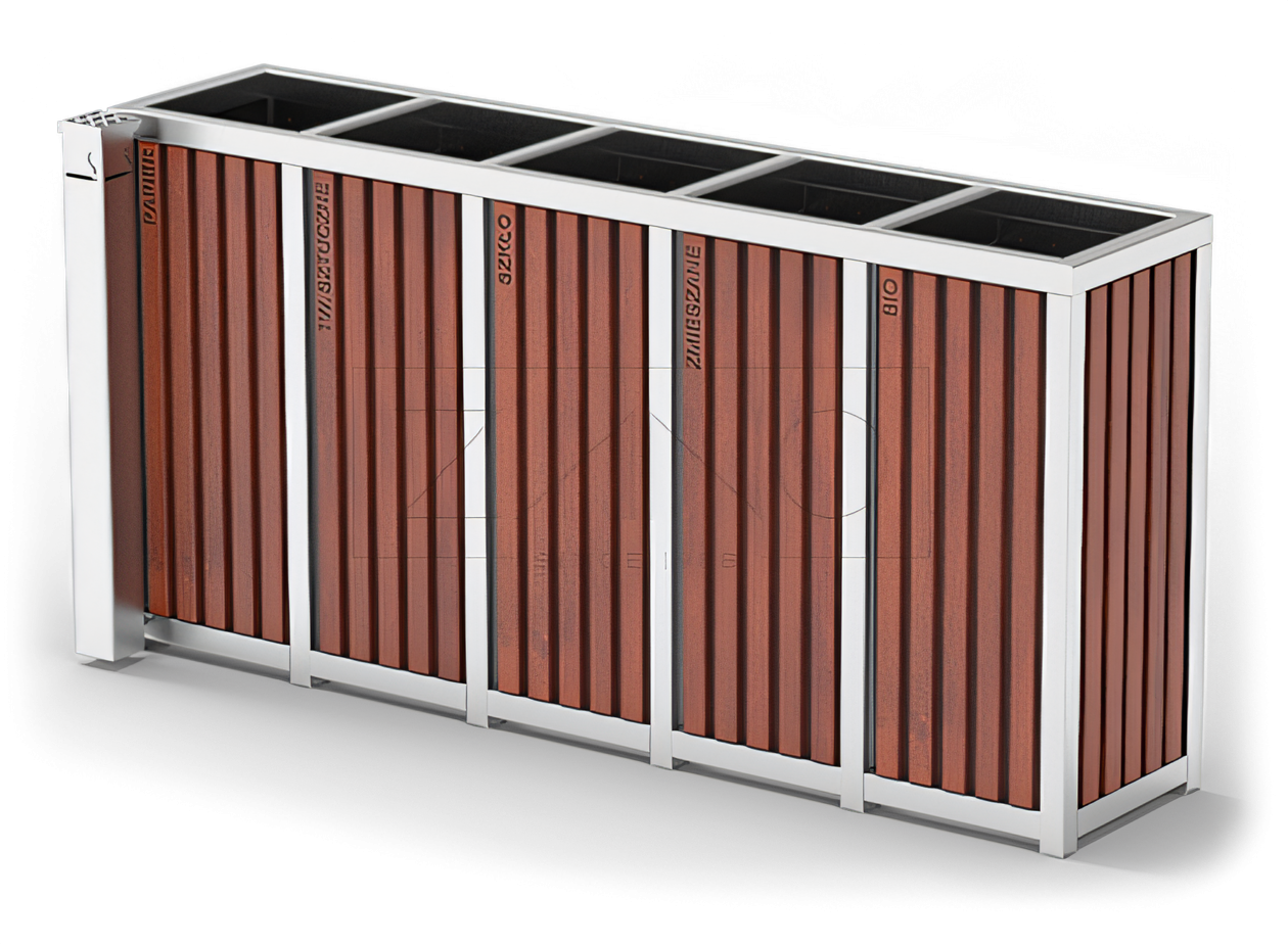 Papelera de reciclaje de acero inoxidable pintado con cenicero Papelera de reciclaje de acero inoxidable pintado con cenicero