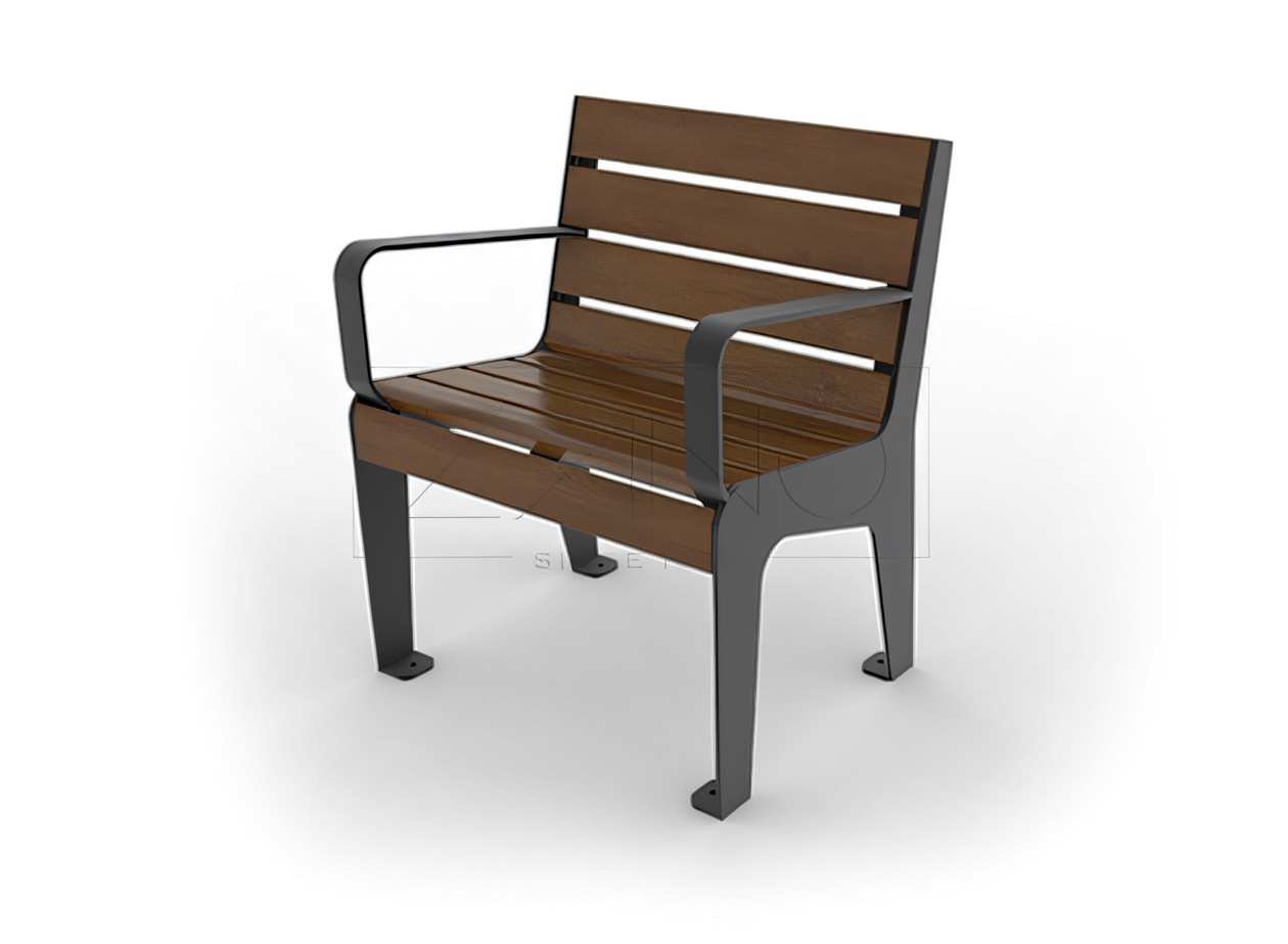 Banca individual para exterior de madera y acero