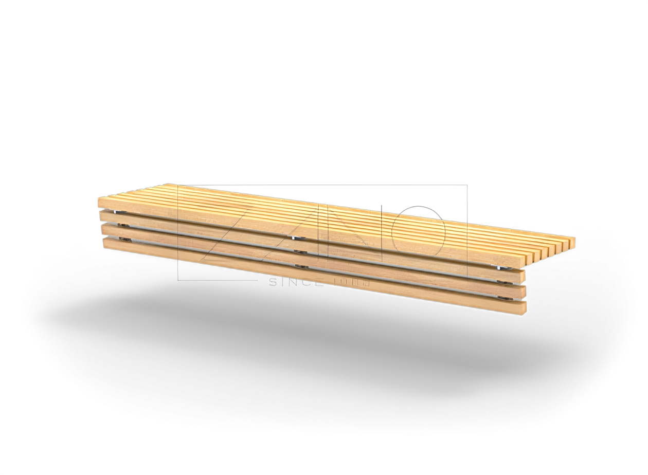 Banco colocado en un muro de hormig&oacute;n