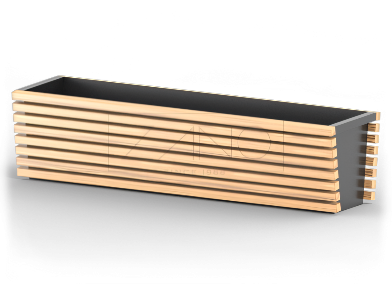 Maceta moderna de acero al carbono y madera Maceta moderna de acero al carbono y madera