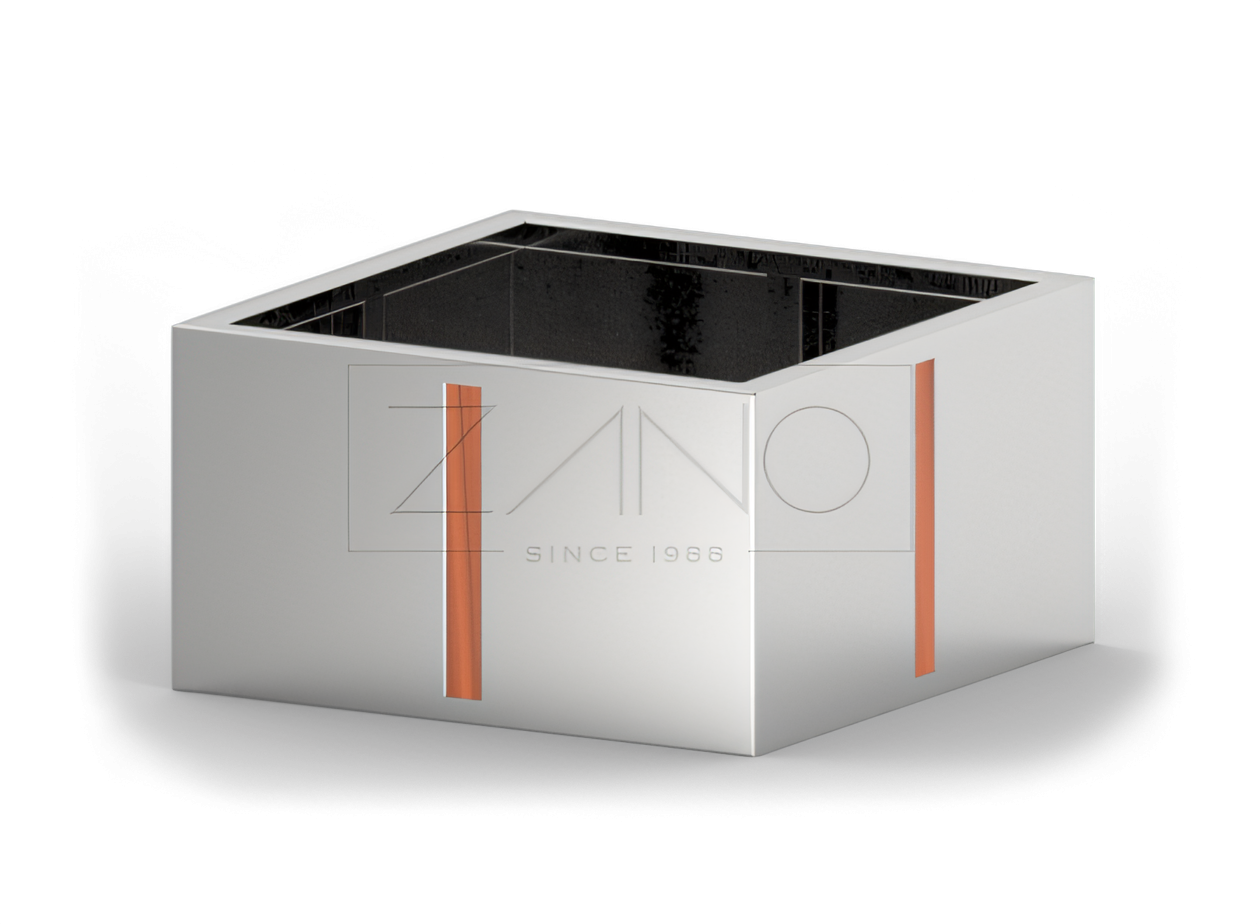 Maceta urbana elegante de acero inoxidable de la colecci&oacute;n de mobiliario urbano ZANO