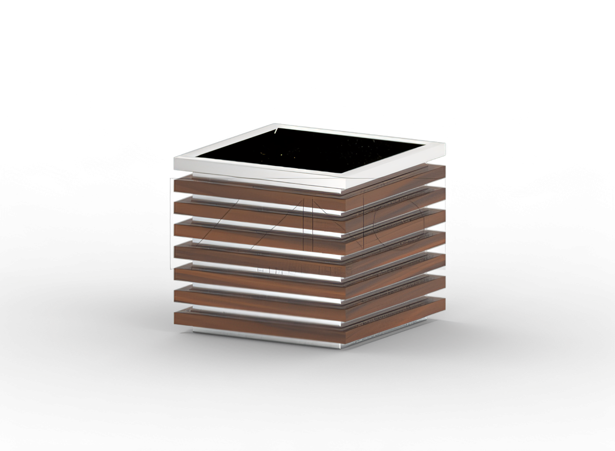 Maceta urbana clásica de acero al carbono y madera Macetero de acero con elementos de madera