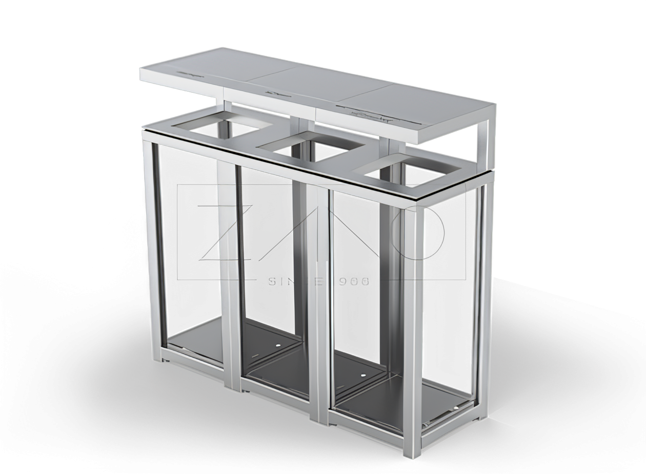 Papelera de tres cámaras Altus 15.052.4 acero inoxidable Papelera de tres cámaras Altus 15.052.4 acero inoxidable