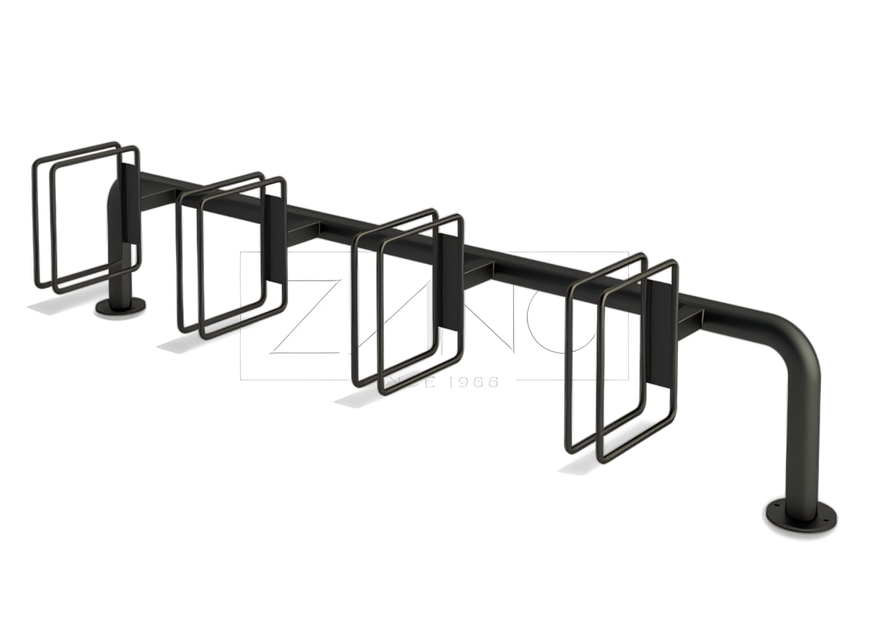 aparcabicicletas en serie con seis soportes