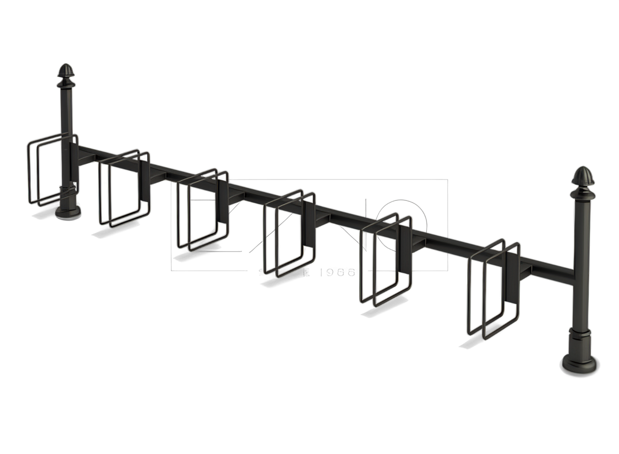 aparcabicicletas en serie sobre postes