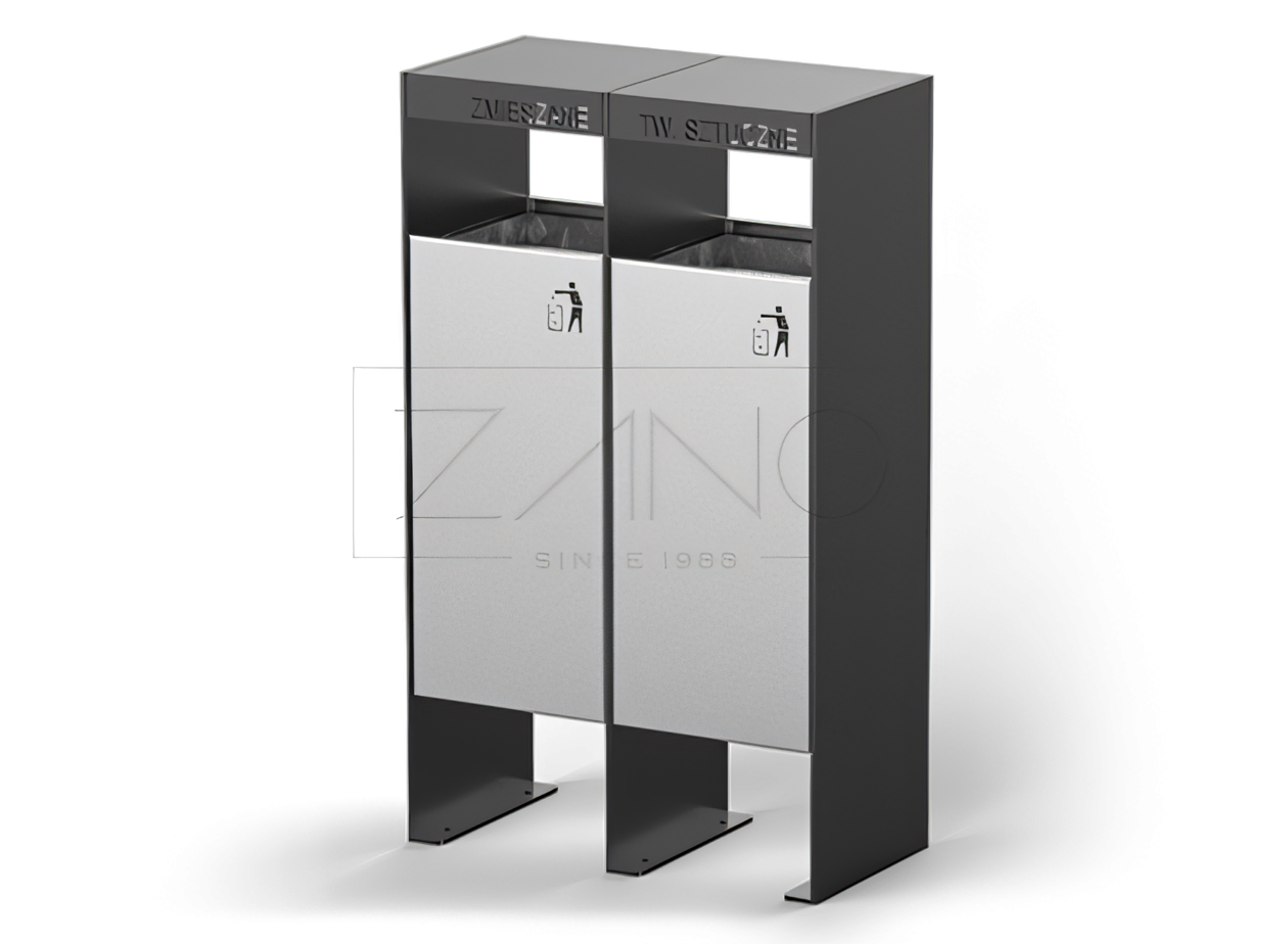 Papelera de reciclaje Simple de acero al carbono con dos c&aacute;maras