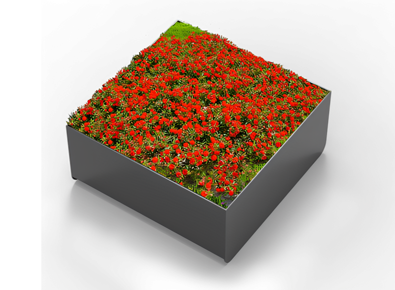 El macetero Orbit de ZANO hecho de acero al carbono. El macetero Orbit de ZANO hecho de acero al carbono.