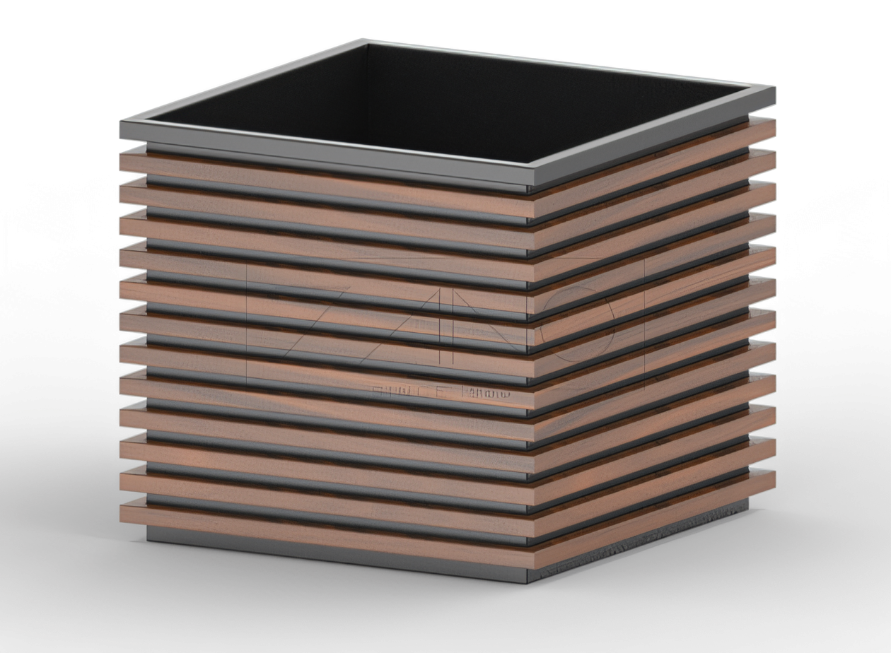 Maceta met&aacute;lica con madera