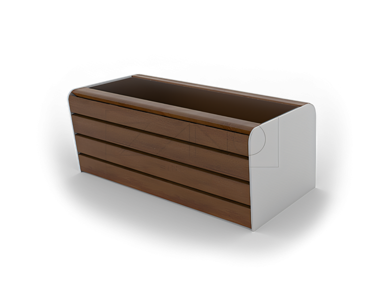 Macetero Soft 06.012.1.M acero inoxidable, madera de abeto Macetero Soft 06.012.1.M acero inoxidable, madera de abeto