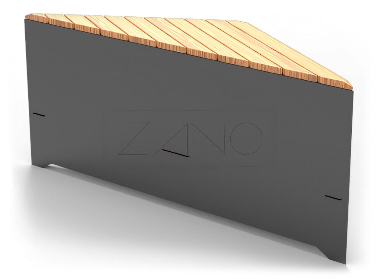 Banco urbano moderno de acero al carbono y madera