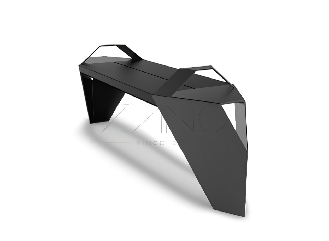 Banco urbano pintado en negro con reposabrazos Mobiliario urbano moderno de la empresa ZANO