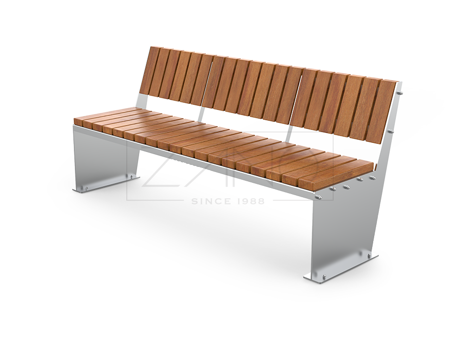 Mobiliario urbano moderno y elegante Banco urbano de acero y madera de ZANO