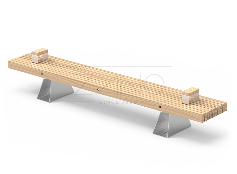 Banco minimalista de acero y madera para espacios modernos urbanos