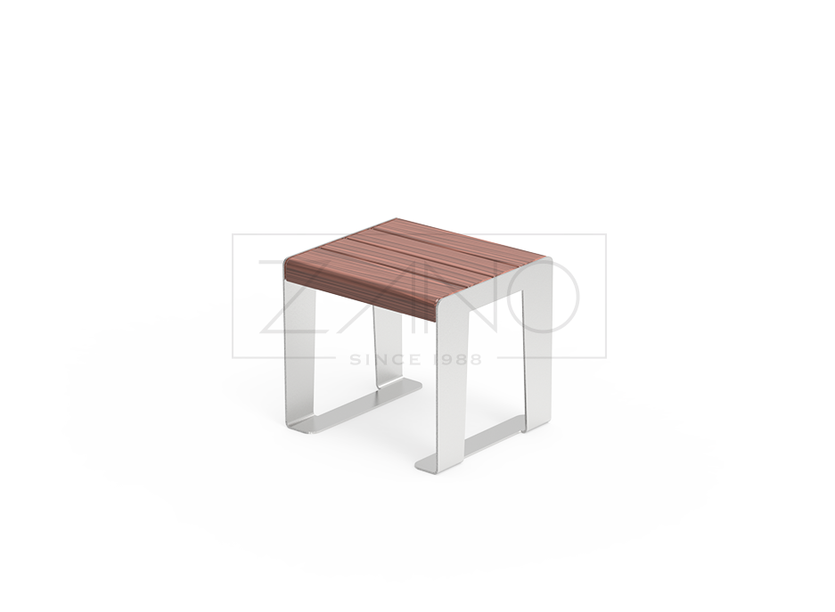 Asiento de una familia de mobiliario urbano Reliq de acero inoxidable