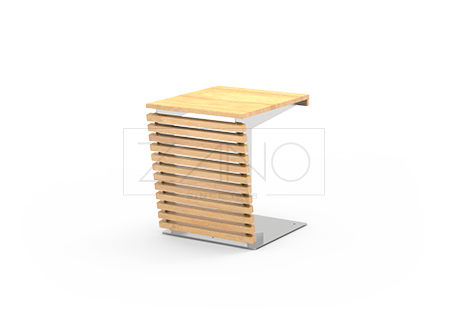 Una mesa con listones de madera
