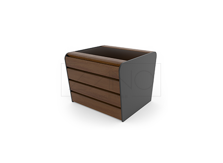 Maceta Soft 06.012 talla S es una maceta con la forma de toda la línea Soft, fabricada en acero inoxidable y madera de abeto