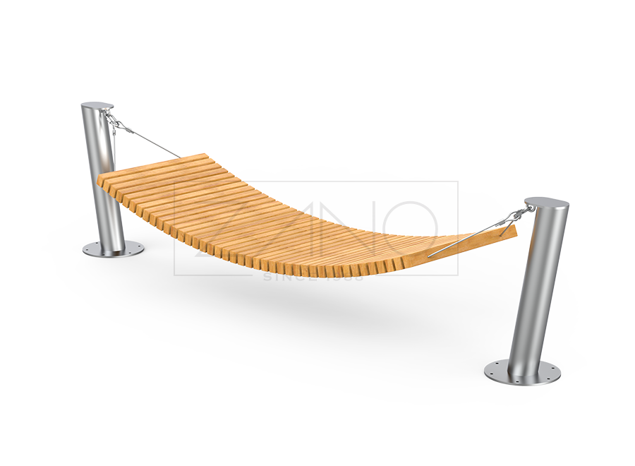 Hamaca urbana Wave de acero inoxidable y de madera exótica